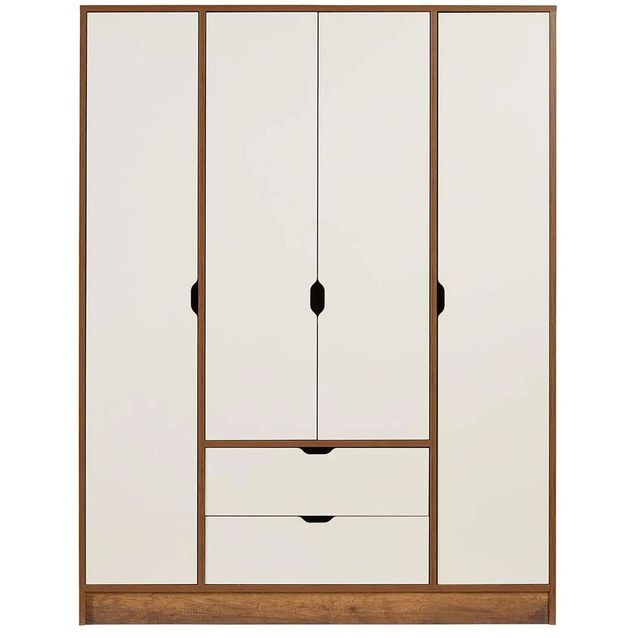 Vaatekaappi Linento Furniture Tuval 062 140cm saksanpähkinä/valkoinen