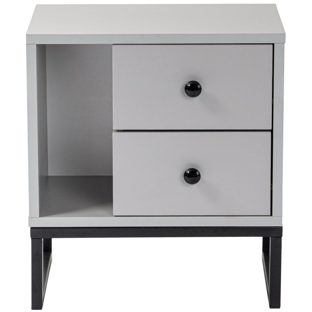 Yöpöytä Linento Furniture Glimmer metallijalat vaaleanharmaa/musta