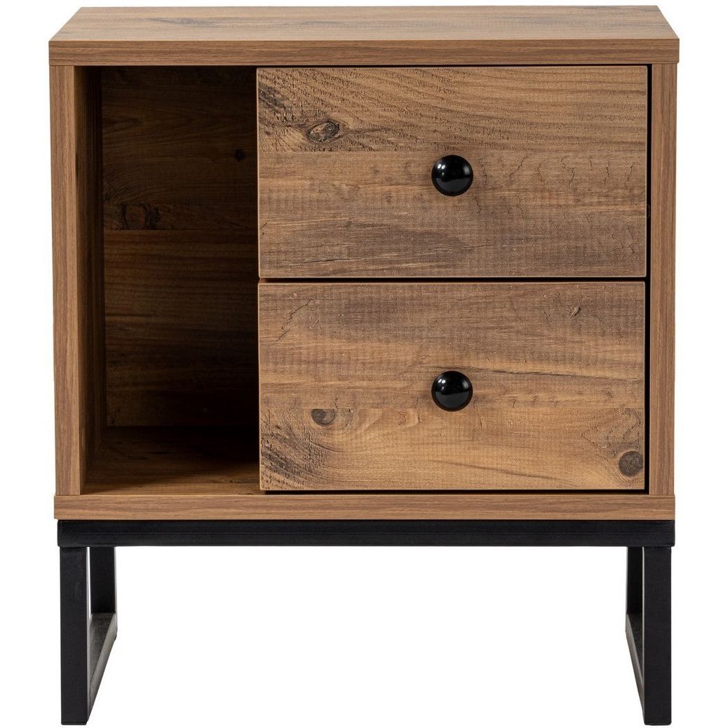 Yöpöytä Linento Furniture Glimmer metallijalat mänty/musta