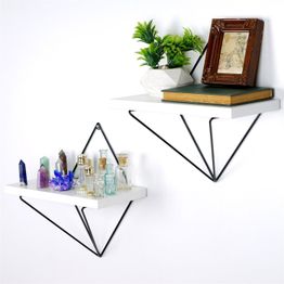 Seinähylly Linento Furniture WR060, leveys 30cm, valkoinen/musta, 2kpl