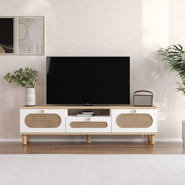 TV-taso Linento Furniture Bohem, leveys 150cm, ruskea/valkoinen