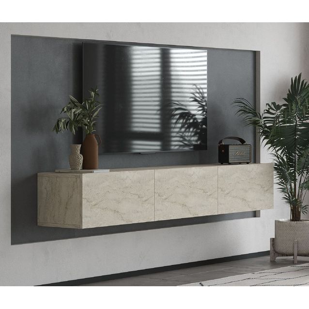 TV-taso Linento Furniture Alfa, leveys 180cm, beige travertiinikuosi