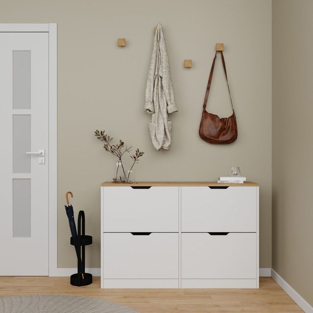 Kenkäkaappi Linento Furniture April, valkoinen/ruskea