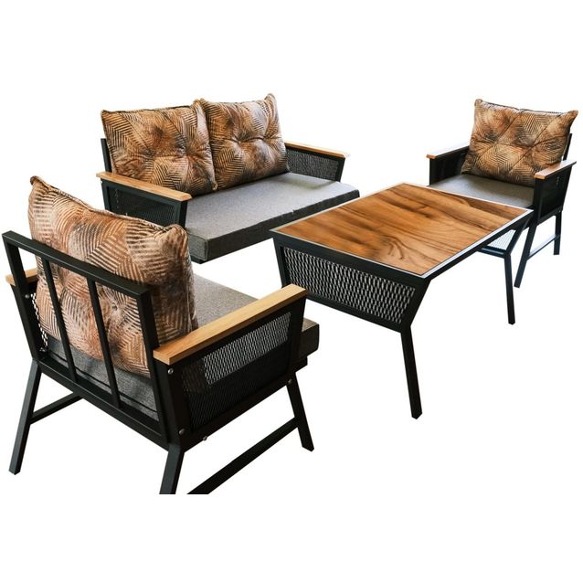 Oleskeluryhmä Linento Garden Mers, 4-istuttava, musta/ruskea