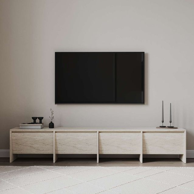 TV-taso Linento Furniture Laris 180, leveys 180cm, beige travertiinikuosi