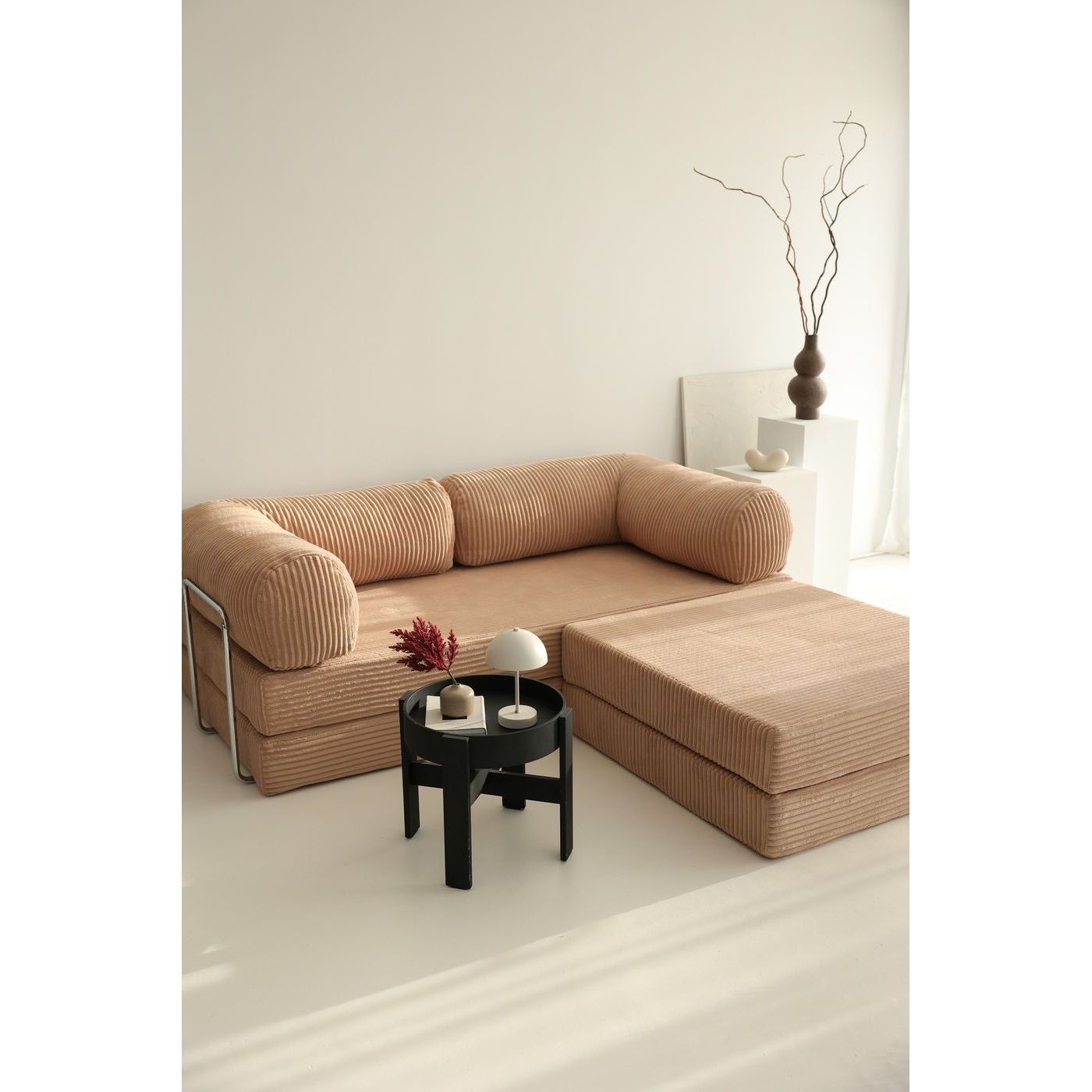 Divaanivuodesohva Linento Furniture Nook, 2-istuttava, ruskea sametti