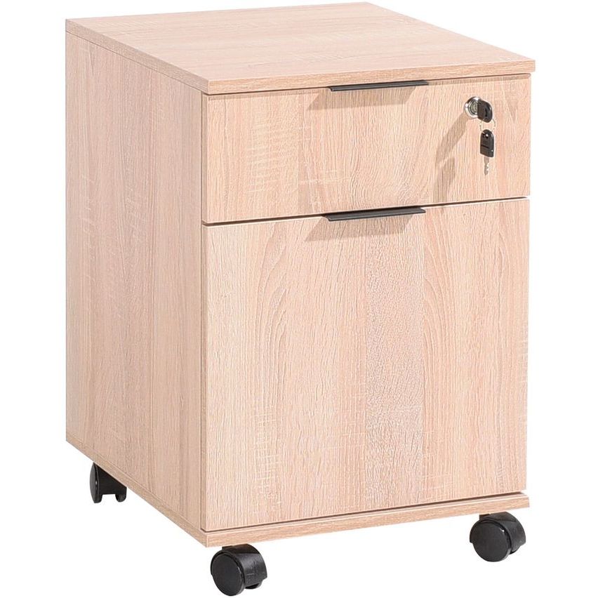 Laatikosto Linento Furniture RKM-311-SS1, lukollisella laatikolla, vaaleanruskea