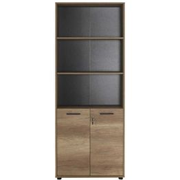 Kirjahylly Linento Furniture NKT-552-TT-1, lukollisella kaapilla, leveys 72cm, korkeus 187cm, ruskea