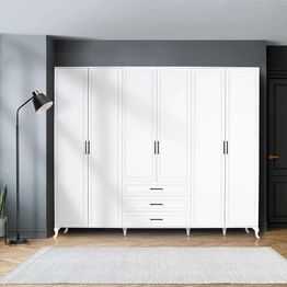 Vaatekaappi Linento Furniture GRD-1063-DD-5, 240x224cm, valkoinen