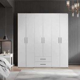 Vaatekaappi Linento Furniture GRD-662-BB-4, 213x206cm, valkoinen