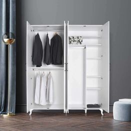 Vaatekaappi Linento Furniture GRD-1040-DD-3, 180x224cm, valkoinen