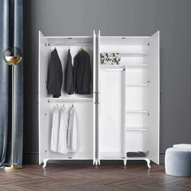 Vaatekaappi Linento Furniture GRD-1040-DD-3, 180x224cm, valkoinen