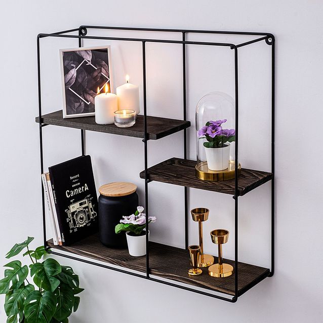 Seinähyllykkö Linento Furniture Lilac, 60x60cm, tummanruskea/musta