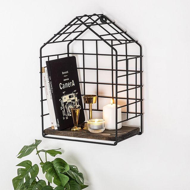 Seinähylly Linento Furniture Ranunculus, leveys 27cm, ruskea/musta