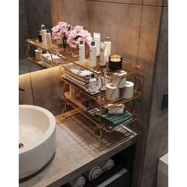 Metallinen pöytähylly Linento Furniture Dolap Ici Organizer, 15x19x42cm, kulta