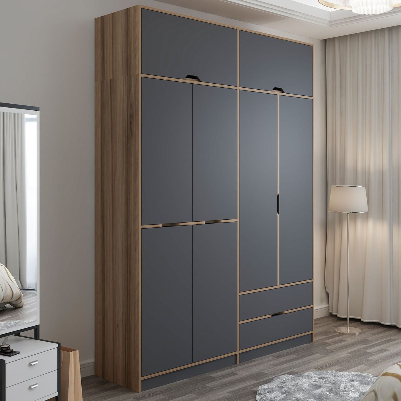 Vaatekaappi Linento Furniture Elina 185cm, antrasiitti