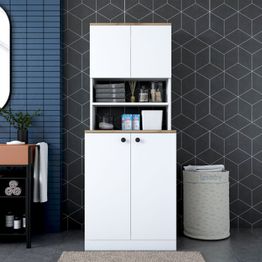 Pesukonekaappi Linento Furniture KD102-2160, ruskea/valkoinen