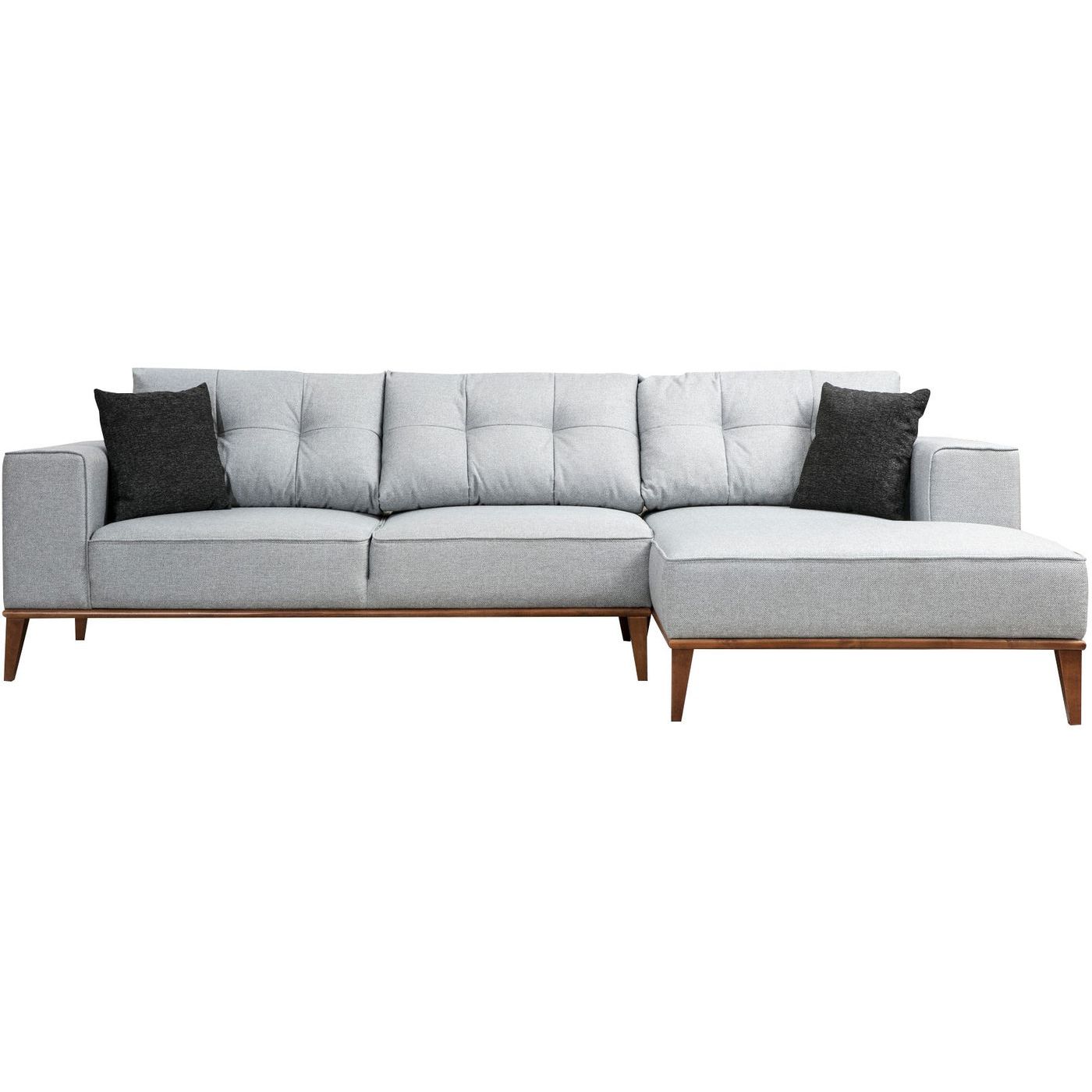 Avokulmasohva Linento Furniture Montana 3-paikkainen oikea vaaleanharmaa