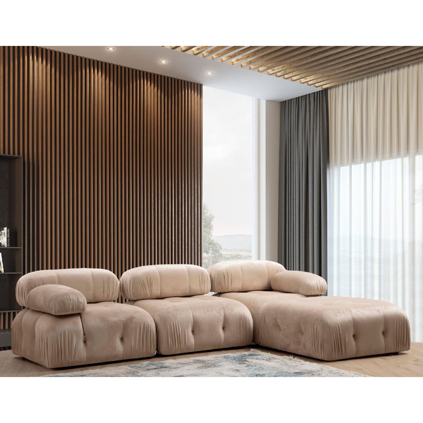 Divaanisohva Linento Furniture Bubble L1-O1-1R -PUF vaaleanruskea