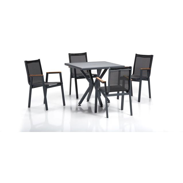 Ruokailuryhmä Linento Garden Samara 1, 4-istuttava, musta/harmaa