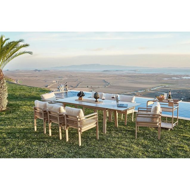 Ruokailuryhmä Linento Garden Venedik Ceramic, 200x100cm pöytä + 8 tuolia, beige