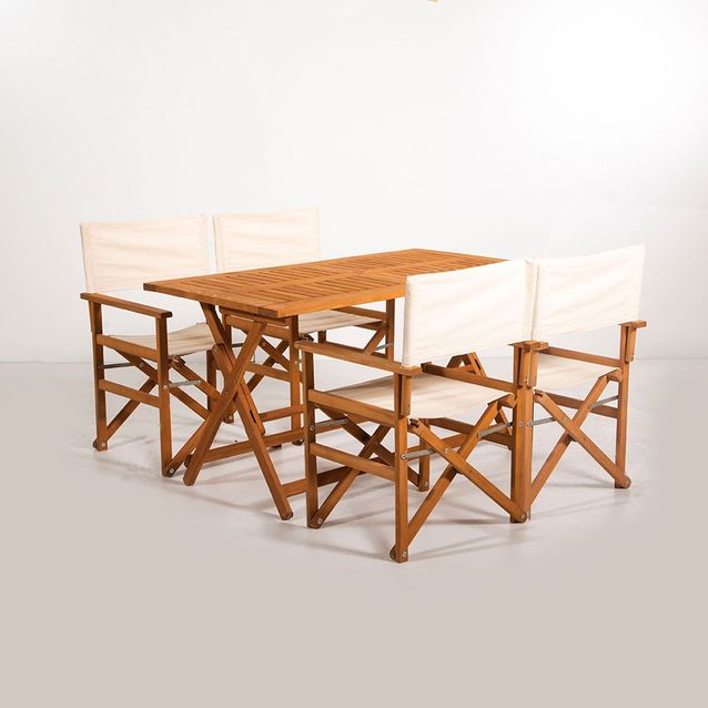 Ruokailuryhmä Linento Garden Rejisör, 4-istuttava, kerma/ruskea