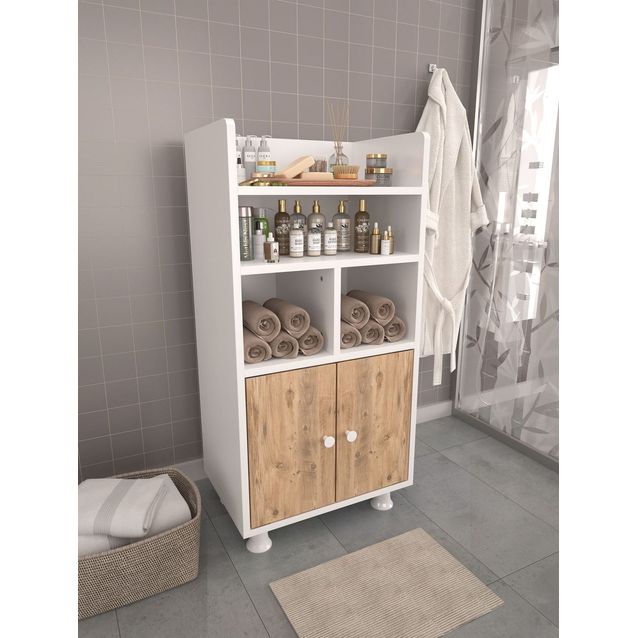 Kaappi Linento Furniture Lia, 50.5x103cm, valkoinen/ruskea