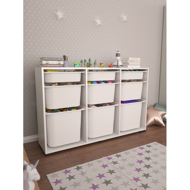 Lastenhuoneen laatikosto Linento Furniture Bofi, 134x30cm, valkoinen