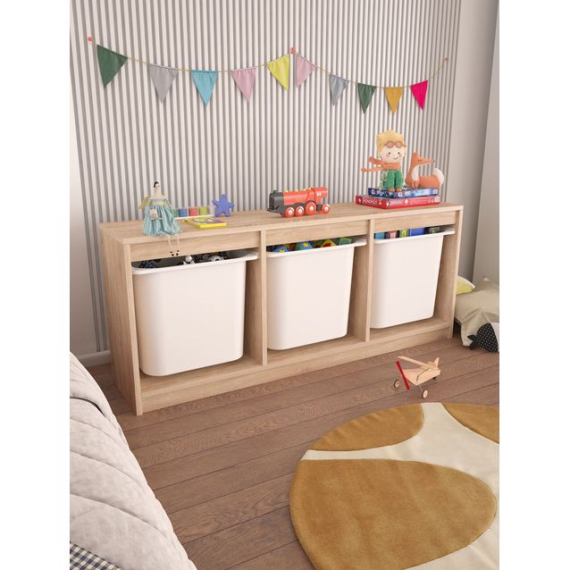 Lastenhuoneen laatikosto Linento Furniture Tidy, 132.3x54.4cm, ruskea/valkoinen