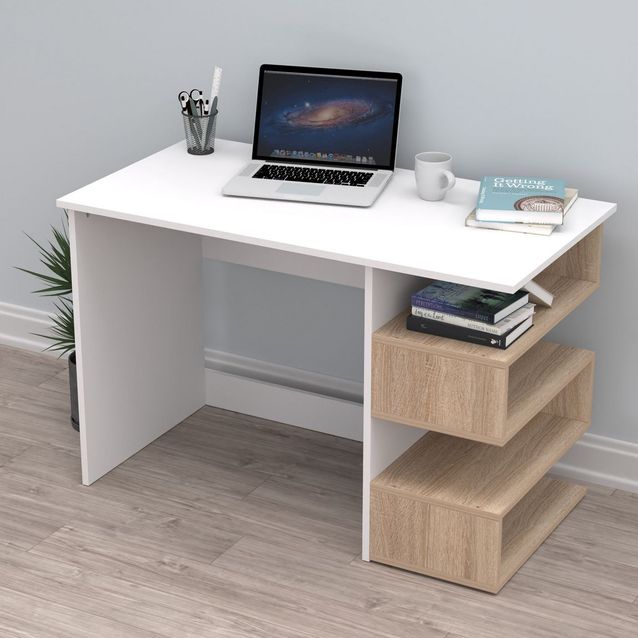 Työpöytä Linento Furniture Lorea, valkoinen/ruskea