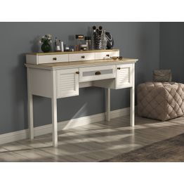 Meikkipöytä Linento Furniture FRN-21032, kerma/ruskea/harmaa