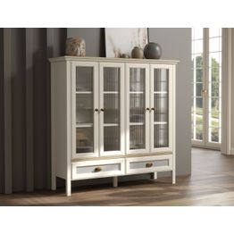 Vitriinikaappi Linento Furniture FRN-21029, 136x136cm, kerma/ruskea/harmaa