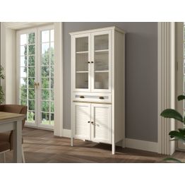 Vitriinikaappi Linento Furniture FRN-21020, 88x194cm, kerma/ruskea/harmaa