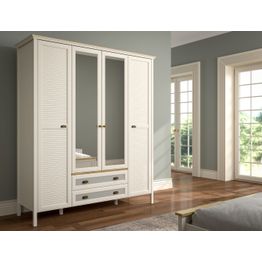 Vaatekaappi Linento Furniture FRN-21004, 186.3x215.9cm, kerma/ruskea/harmaa