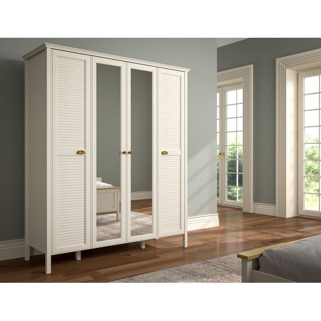 Vaatekaappi Linento Furniture FRN-21003, 185.8x215.9cm, kerma