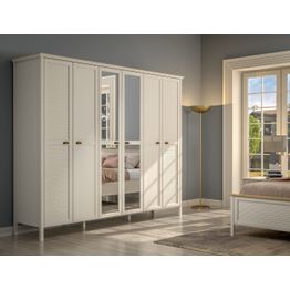 Vaatekaappi Linento Furniture FRN-21006, 265.8x215.9cm, kerma