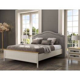 Parisängyn runko Linento Furniture FRN-21019, 186.8x215.1cm, kerma/ruskea/harmaa