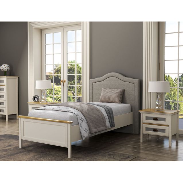 Sängunrunko Linento Furniture FRN-21018, 117x215.1cm, kerma/ruskea/harmaa