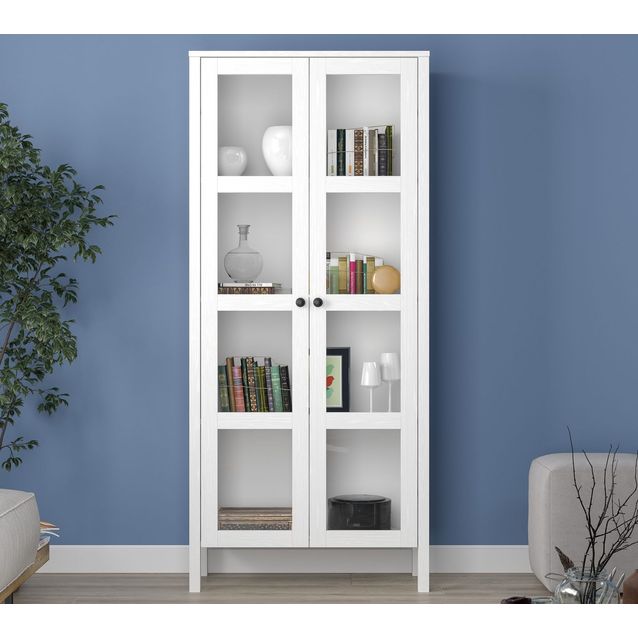 Vitriinikaappi Linento Furniture FRN-20032, 80x180cm, valkoinen