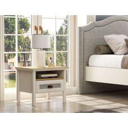 Yöpöytä Linento Furniture FRN-21017, 60x44cm, kerma/ruskea/harmaa