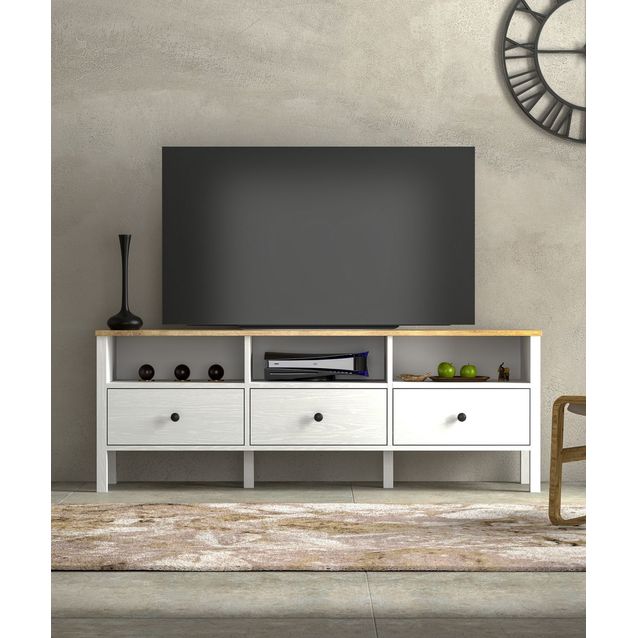 TV-taso Linento Furniture FRN-20055, leveys 160cm, valkoinen/ruskea