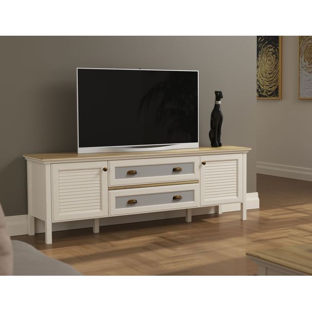 TV-taso Linento Furniture FRN-21026, leveys 180cm, kerma/ruskea/harmaa