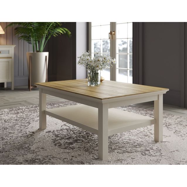 Sohvapöytä Linento Furniture FRN-21024, 100x70cm, kerma/ruskea/harmaa