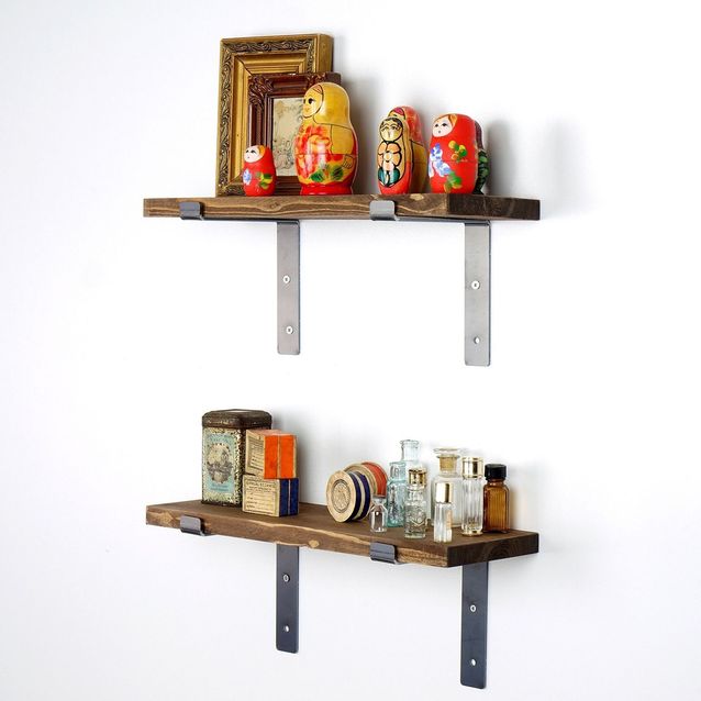 Seinähylly Linento Furniture Lam002, leveys 40cm, kuusi, ruskea, 2kpl