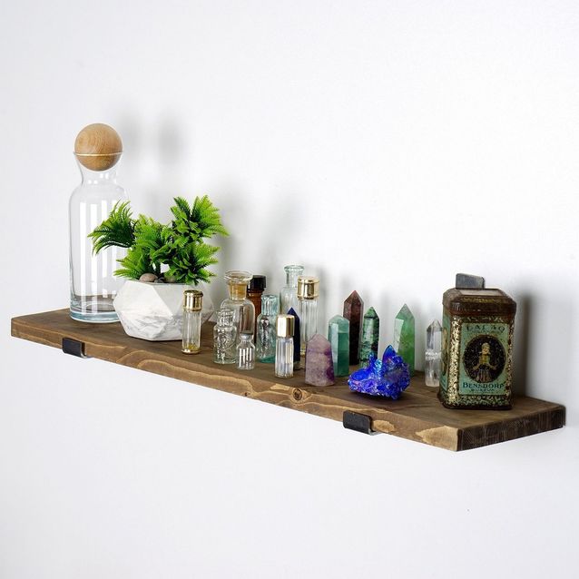 Puinen seinähylly Linento Furniture LAM010, leveys 60cm, ruskea