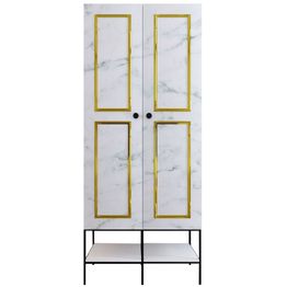 Vaatekaappi Linento Furniture Martin 2, 84cm, valkoinen marmori/kulta