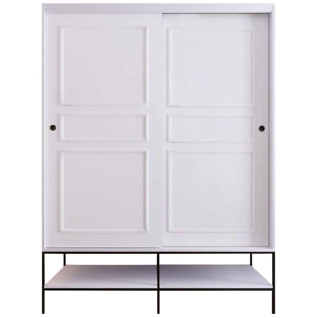 Vaatekaappi liukuovilla Linento Furniture Martin, 150cm, valkoinen