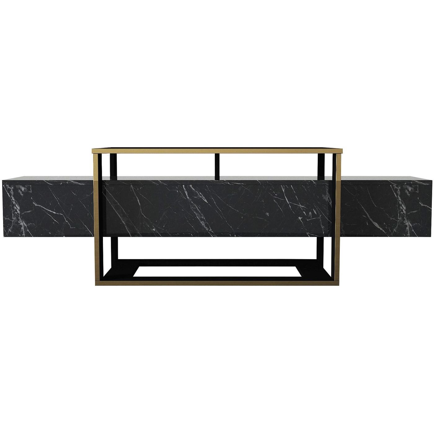 TV-taso Linento Furniture Bianco musta/kulta