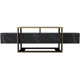 TV-taso Linento Furniture Bianco musta/kulta