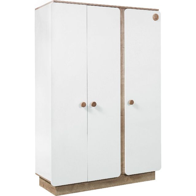 Lasten vaatekaappi Linento Furniture Natura Baby, 136cm, valkoinen/puu